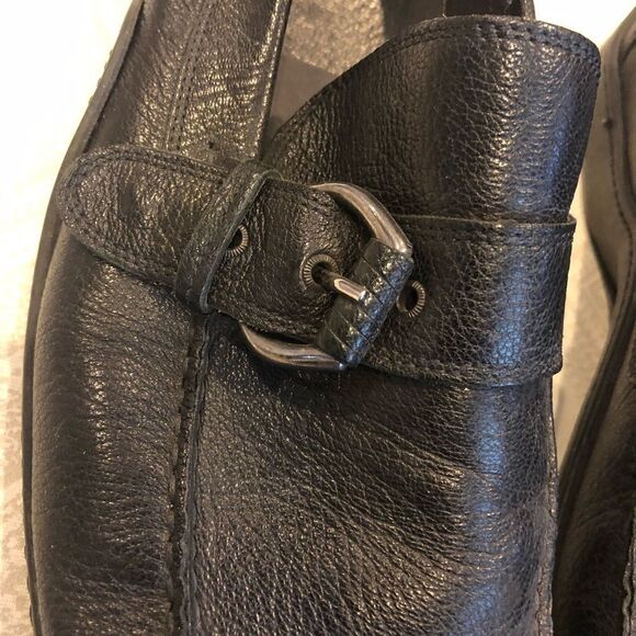 Donald J Pliner Men’s Black Leather Buckle Loafers